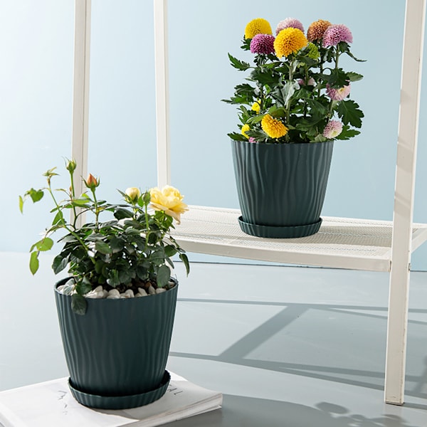 1/2/3/5 lätta och bärbara blomkrukor för inomhus och green L pot+L tray 1Set