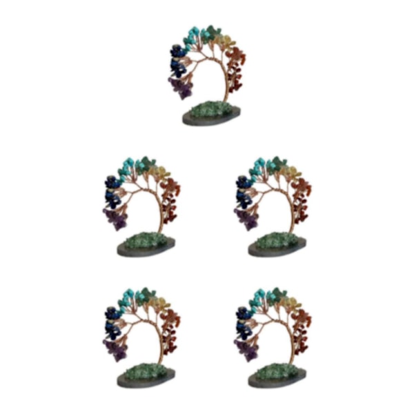 1/3/5 Natural Crystal Money Tree Ädelsten Mineral Lucky Tree 5Set