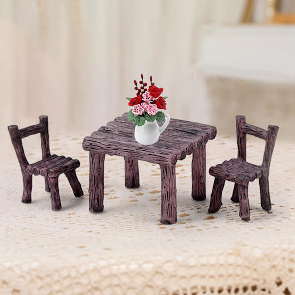 1/2/3 Bordsstolar Set Handmålad dekor för Micro Landscape Brown 1Set