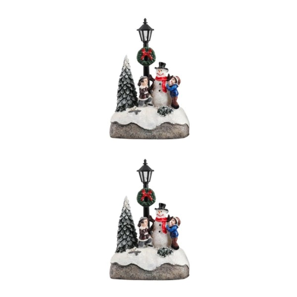 1/2/5 Jul Mini LED Hus Upplyst För Atmosfär Snowman street lamp 2Set