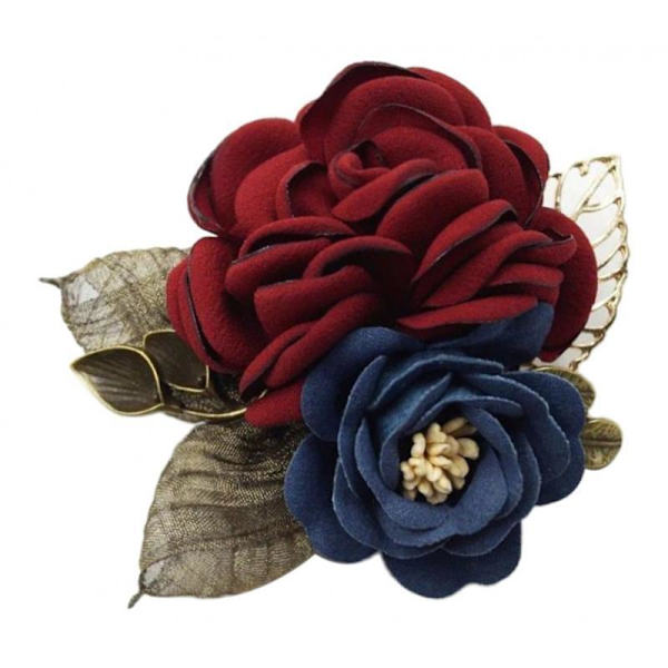 1/2 koreansk stil Rose Flower Sjal Brosch Pin Brudgum Brud Wine 1Set