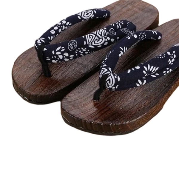 1/2 Japanska träskor Tofflor Geta Sandaler För Flip Flops för män Blue Round Size 42 1Set
