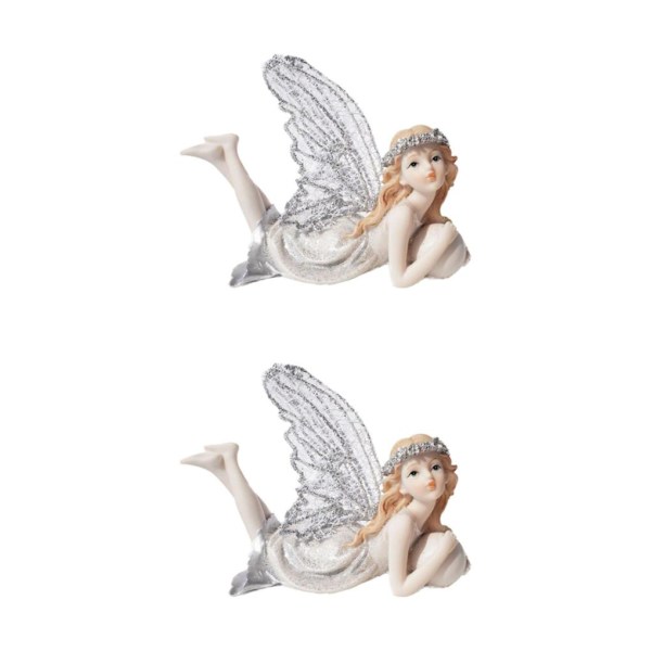 1/2 Charmig trädgård Fairy Figurine Hylla Lawn Statyer Yard Type B 2Set
