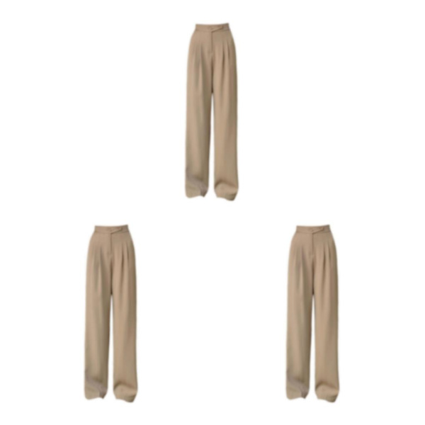 1/2/3/5 Womens Wide Leg Byxor Raka Ben Högmidjat kontor Khaki M 3Set