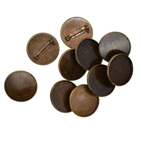 1/5 10 st 25 mm broschtillverkning av tomma cabochonramsinställningsbrickor Bronze 1Set