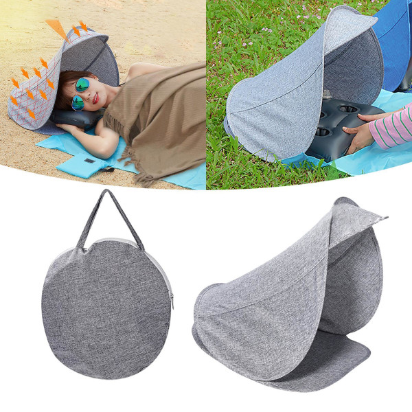 Sun Shelter Protection Head-tält Andningsbart, hopfällbart för havet Grey with Bag
