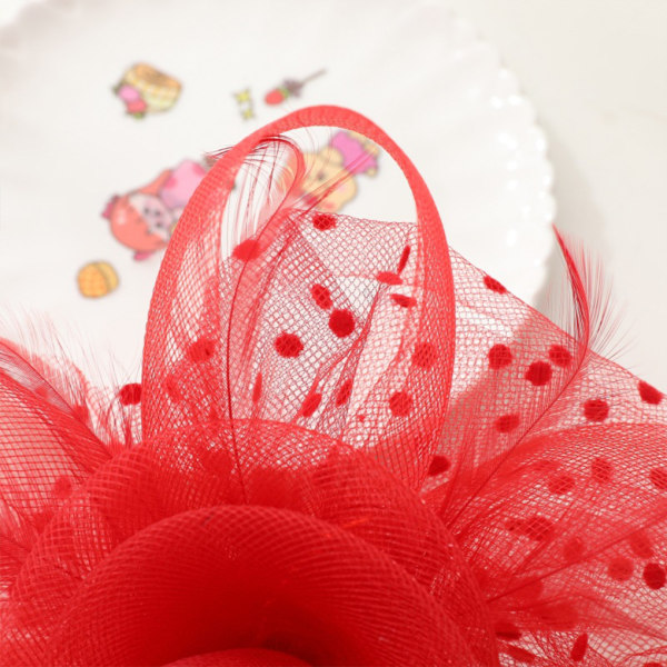 1/2 Flower Feather Pannband Fascinator Elegant och graciös red 1Set