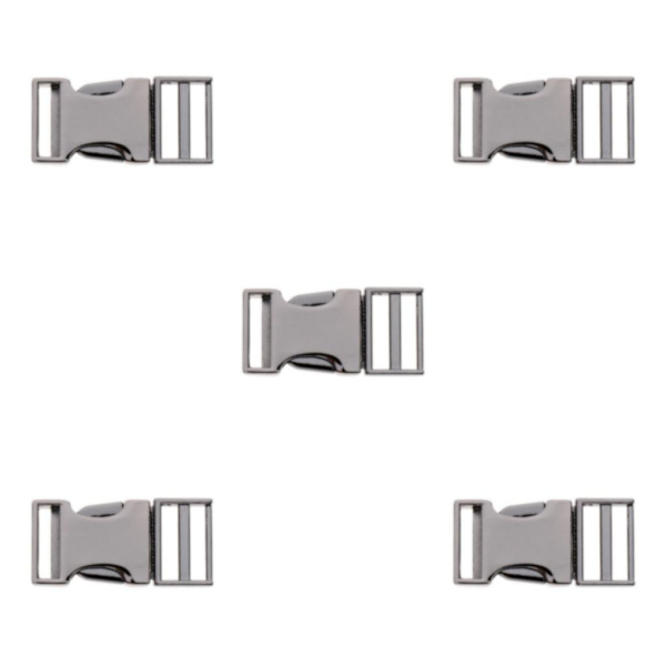 1/5 metallväska Webbing Bälte Spänne Clip Spänne Gray black Inner diameter 19mm 5Set