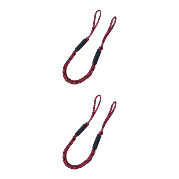 1/2/3 Elastic Boat Bungee Dock Line Docking Rope Boat Dock Red Black Wave 4ft 2Set