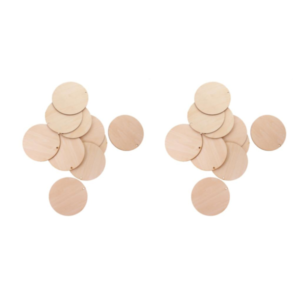1/2/5 runda oavslutade bitar skiva med hål för konst DIY Wood 100mm 10 Pcs 2Set
