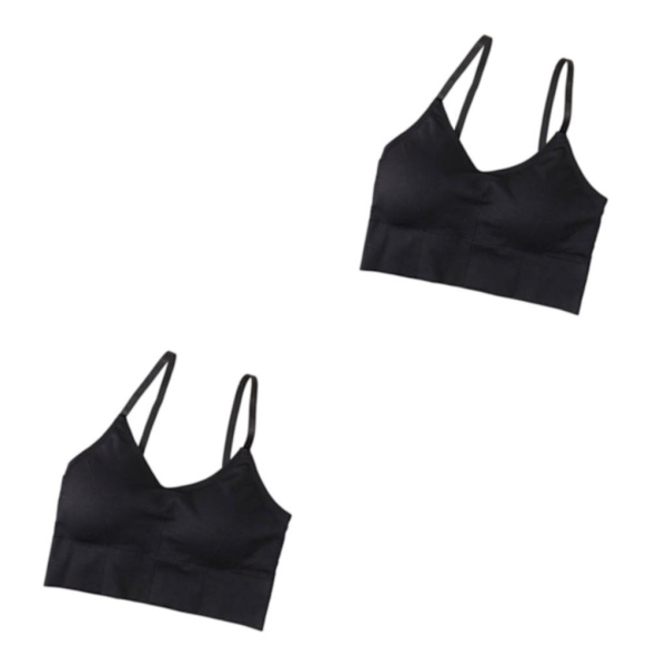 1/2/3/5 Dam Tank Crop Top BH Sexiga Underkläder Underkläder Bralette Black 2PCS