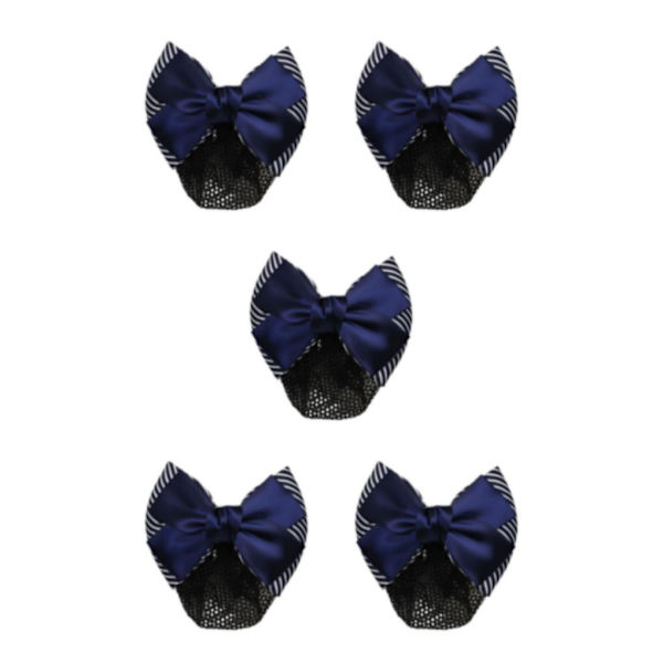 1/2/3/5 tyg lätt att bära Elastiska hårnät för moderiktiga Thick Stripes- Blue 5Set