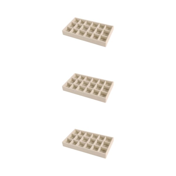 1/2/3/5 Stapelbar smyckesbricka Multipurpose Portable Velvet för Beige 18 Grids 3Set