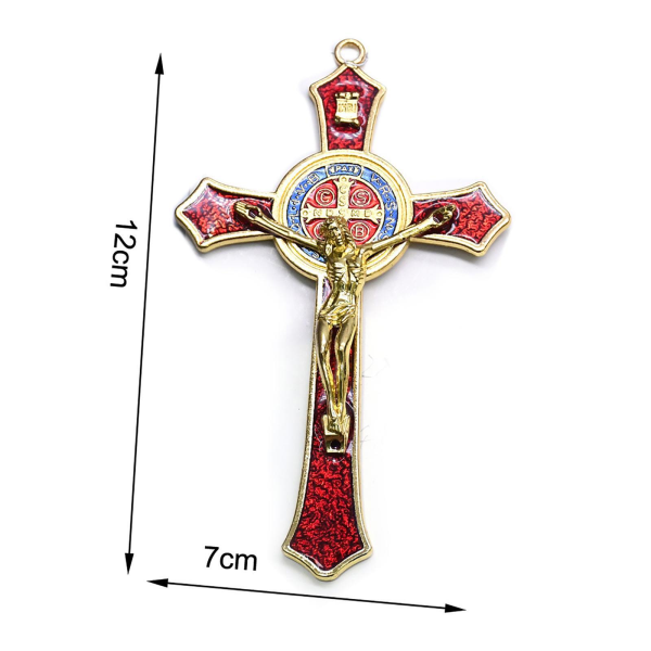 1/2/3/5 Zinklegering Väggkrucifix Cross Jesus Statue Staty Red 12x7cm 1Set