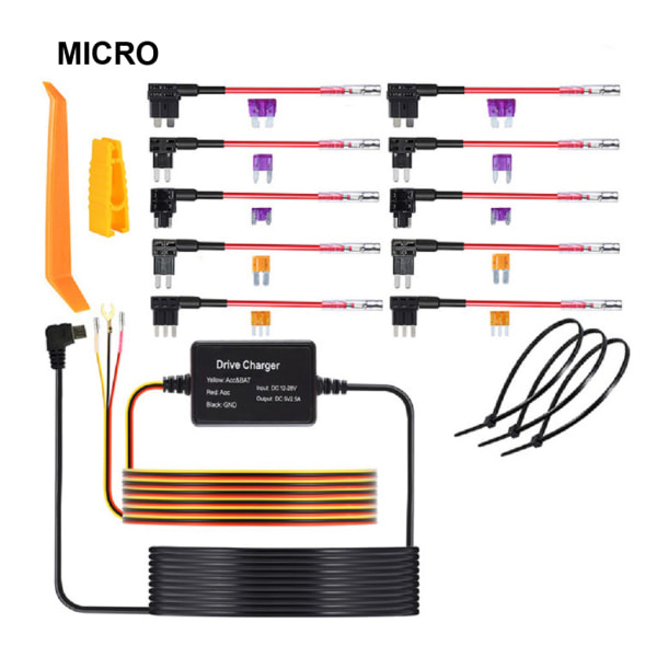 1/2/3/5 USB/Micro/Type-C Hardwire Kit för DashCam Cam Hardwire MCIRO 1Set