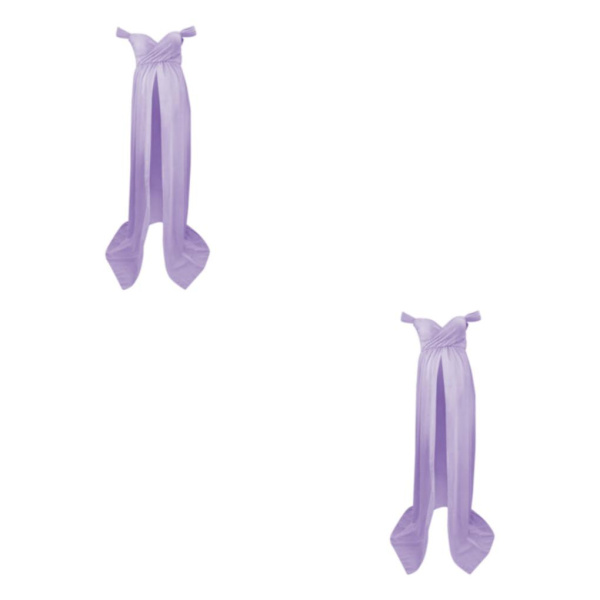 1/2 kvinnor Gravidklänning Maxiklänning för fotografi rekvisita Purple XL 2Set