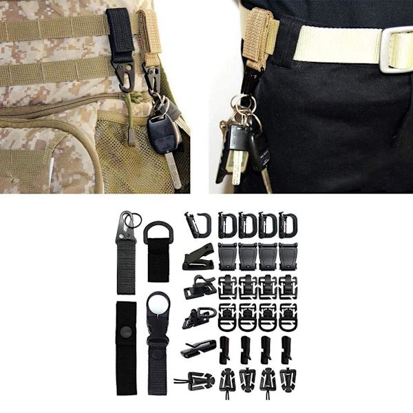 34Pieces För Molle Tillbehör för Webbing Nyckelring D-Ring Clip