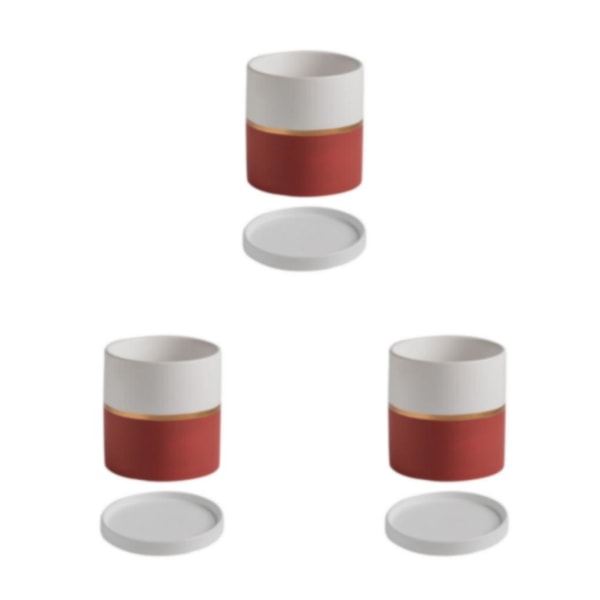 1/2/3 Snygg keramisk blomkruka Blommor Örter och grönsaker red 11*11 3PCS
