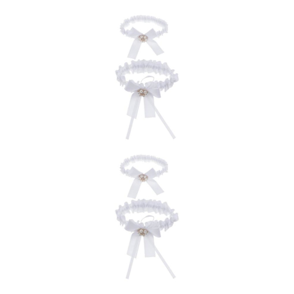 1/2/5 2-delad dam spetsblomma ben Strumpebandsringar White 33cm 2Set