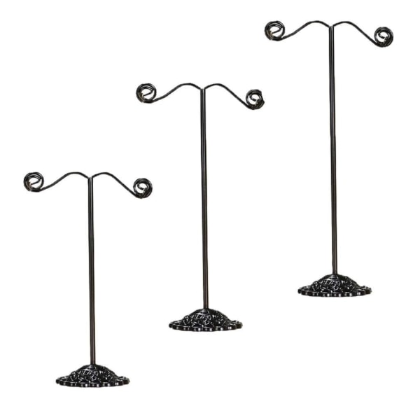 1/2/3/5 3x Iron T Bar Örhänge Halsband Smycken Display Stand Black Circle 1Set