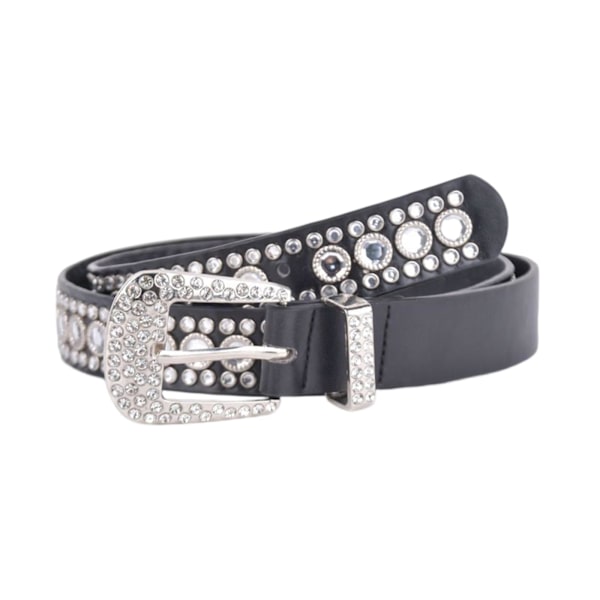 1/2/3/5 Rhinestones Bälte Mode PU Läder Kristallbälten Black 105cm 1Set