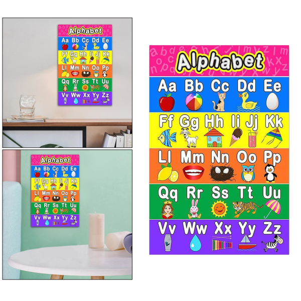 1/2/3 färgglad pedagogisk affisch för klassrum för förskolebarn Alphabet 1Set