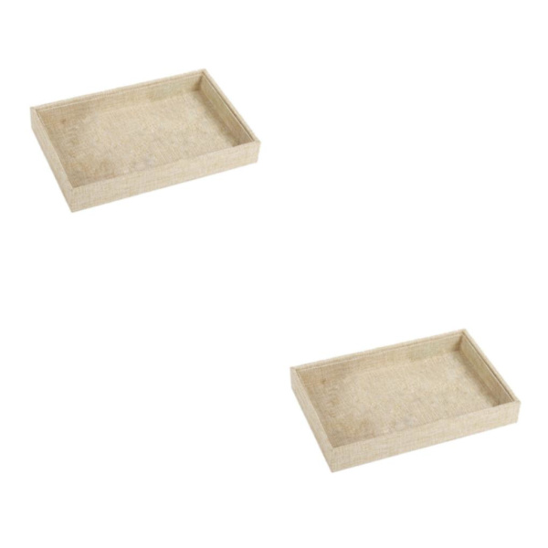 1/2/3/5 Stapelbar smyckesbricka Multipurpose Portable Velvet för Jute Beige 227x146x31mm 2Set