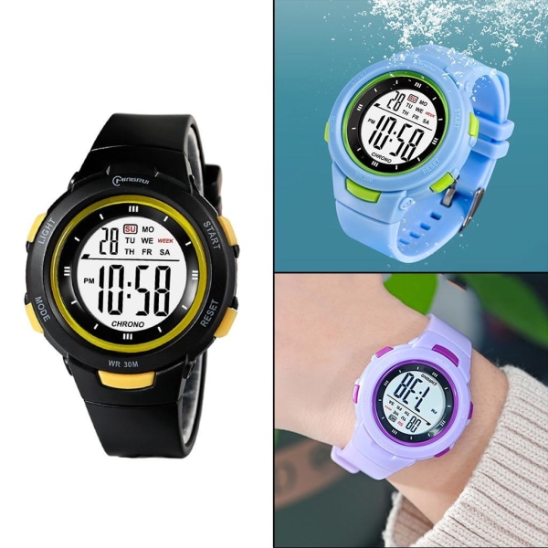 1/2/3/5 Digital watch för barn utomhus elektroniskt armbandsur Black 1 Pc