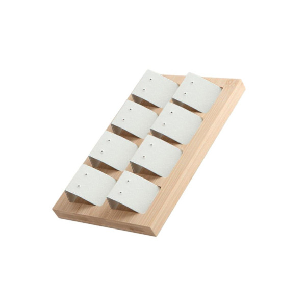 1/2/3 trä örhängeskorthållare med bricka för smycketillbehör 8 Pair White 1Set