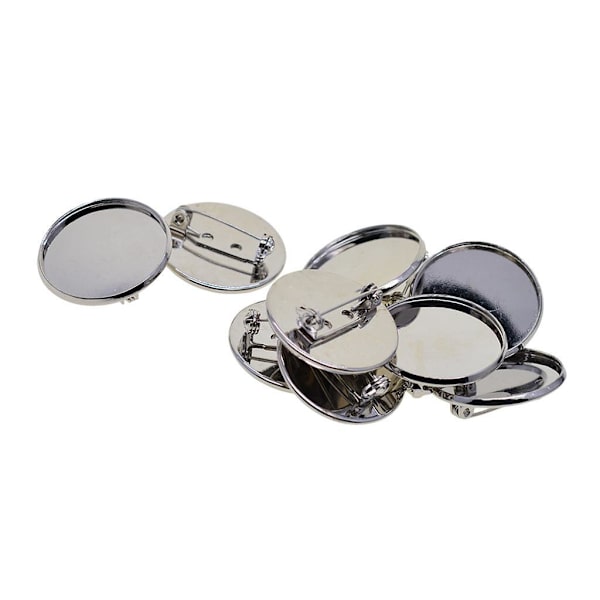1/5 10 st 25 mm broschtillverkning av tomma cabochonramsinställningsbrickor Silver 1Set