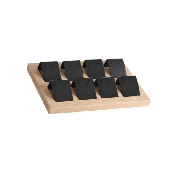1/2/3 trä örhängeskorthållare med bricka för smycketillbehör 8 Pair Black 1Set