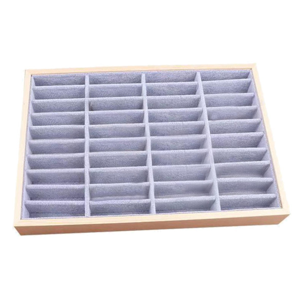 Wood Velvet Smycken Organizer Display Case Bricka Box för Frost Velvet