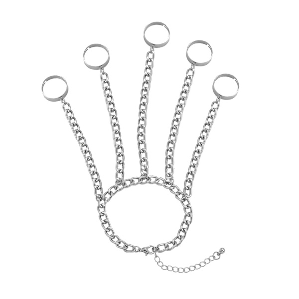 1/5 mode handled kedja legering punk ringar armband smycken gåva Silver 16cm + 5cm 1Set