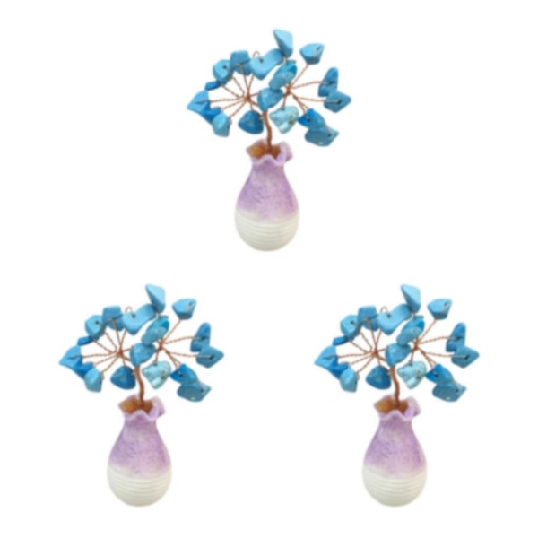 1/2/3/5 Mini Crystal Tree Wealth Luck Tree Positiv energi för Blue Turquoise 5cm 3Set