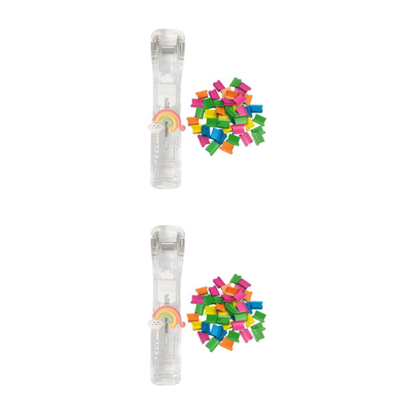 1/2/3 Minihäftapparat Klassrum Liten set Fasta brevpapper Rainbow 11.5 x 2.5cm 2Set