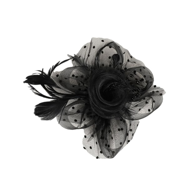 1/2 Flower Feather Pannband Fascinator Elegant och graciös black 1Set