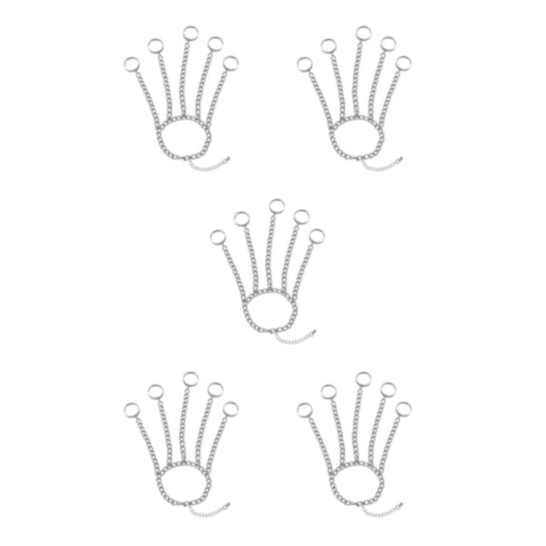 1/5 mode handled kedja legering punk ringar armband smycken gåva Silver 16cm + 5cm 5Set