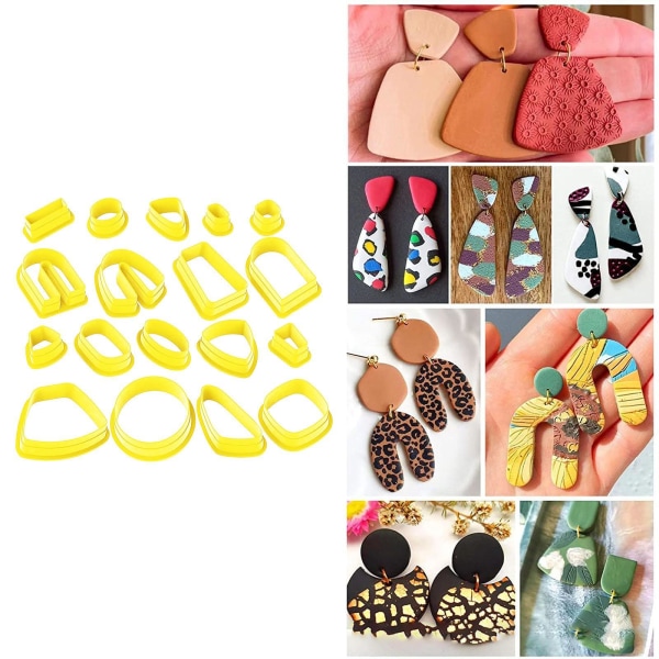 1/3/5 Plast Polymer Clay Cutters Örhängen gör kit former Yellow 18 Pcs 1Set