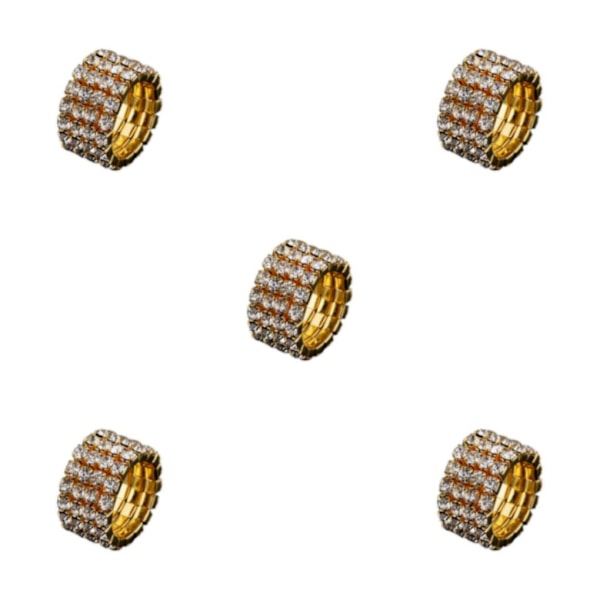 1/2/3/5 Stretch Crystal Ring Utsökt inläggning för Elegant golden 4 rows 5PCS