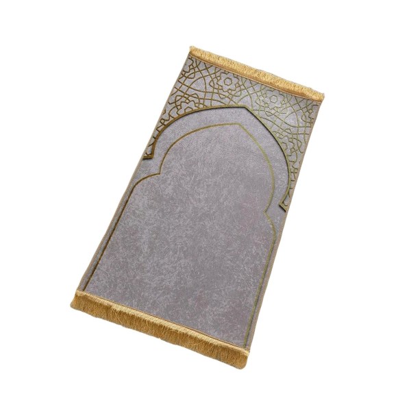 Bön matta dekoration Utsökt polyester halkfri för Eid-resor Grey
