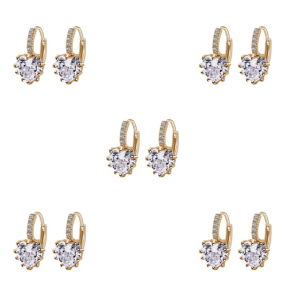1/2/3/5 Lyx Hoop örhängen för kvinnor Hjärtformad strass style 1 5Set
