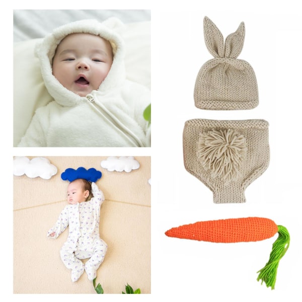 1/2 1 Set Nyfödd Baby Fotokläder För Princess Jumpsuit With Radish 0-3 Months 1Set
