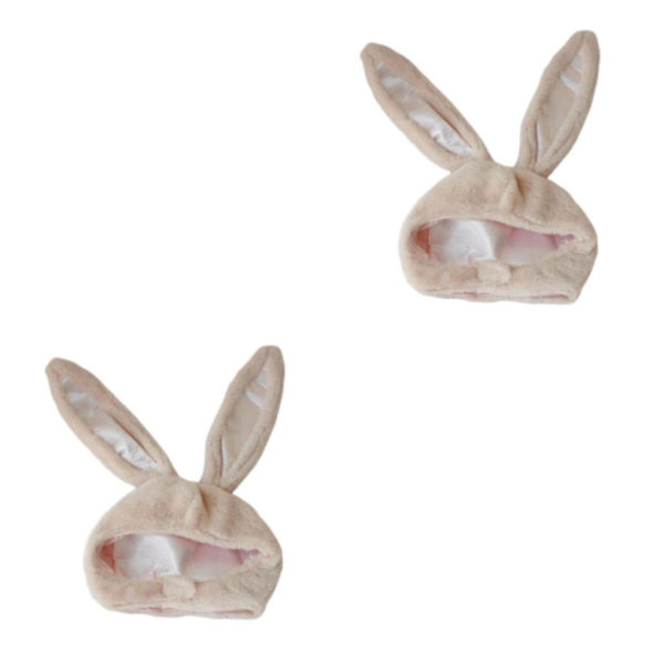 1/2 Cotton Bunny Ears Huvhatt för selfie jul Light Brown 21.65x11.02 Inch 2Set