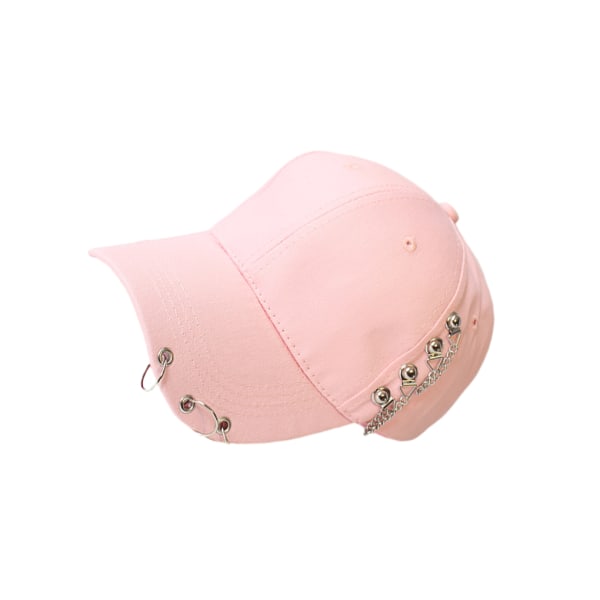 Baseballkeps i Hip Hop-stil i bomull med cap med ring-baseballdekor Chain Pink