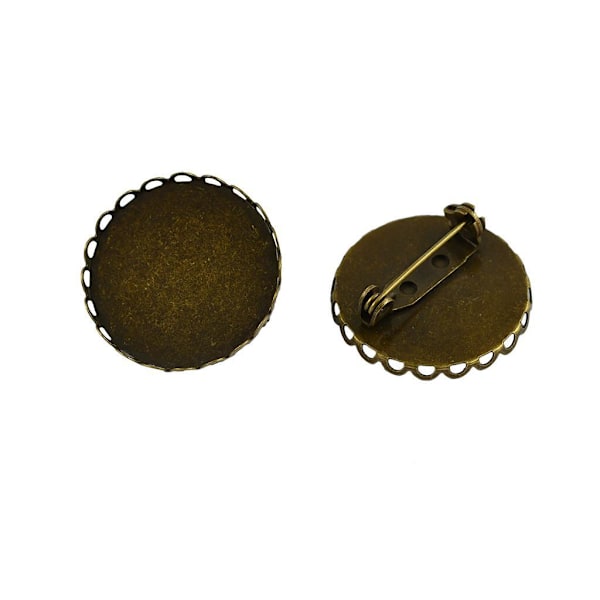 1/2 10 st Brosch Blank Lapel Pin Base 25mm Rund Flower Pad 1Set