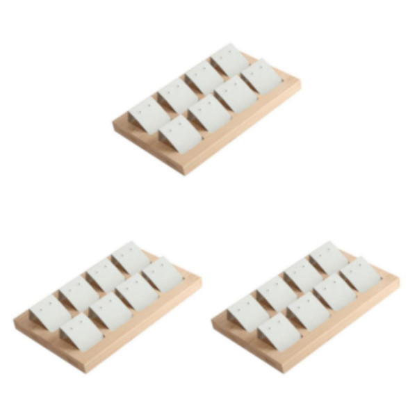 1/2/3 trä örhängeskorthållare med bricka för smycketillbehör 8 Pair White 3Set