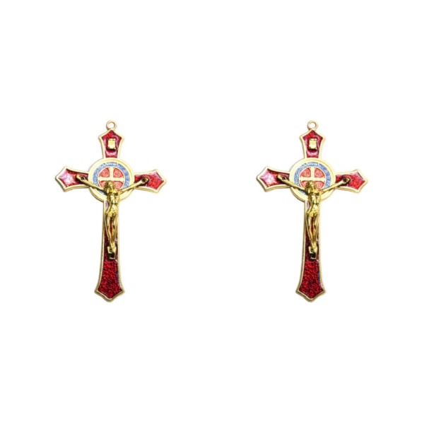 1/2/3/5 Zinklegering Väggkrucifix Cross Jesus Statue Staty Red 12x7cm 2Set