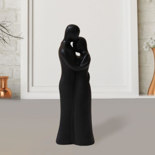 1/2 Resin Familj Par Statyett Skulptur Skrivbordsdekoration Hug Black Medium 1Set