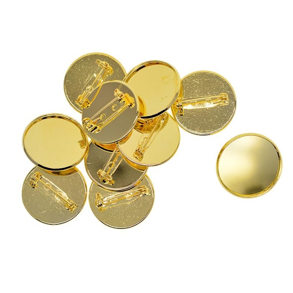 1/5 10 st 25 mm broschtillverkning av tomma cabochonramsinställningsbrickor Golden 1Set