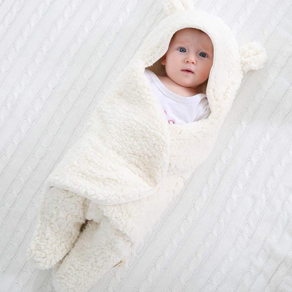 Nyfödd spädbarn Baby plysch sovsäck Varm mjuk filt swaddle White e3f3 |  White | Fyndiq